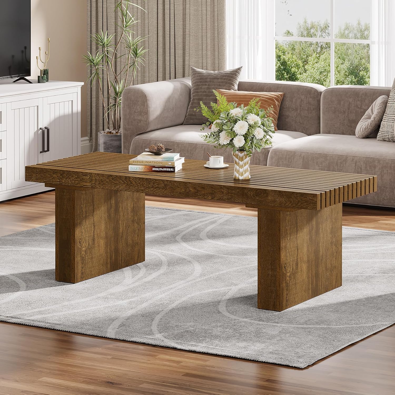 120 cm moderner rechteckiger Couchtisch, Cocktailtisch
