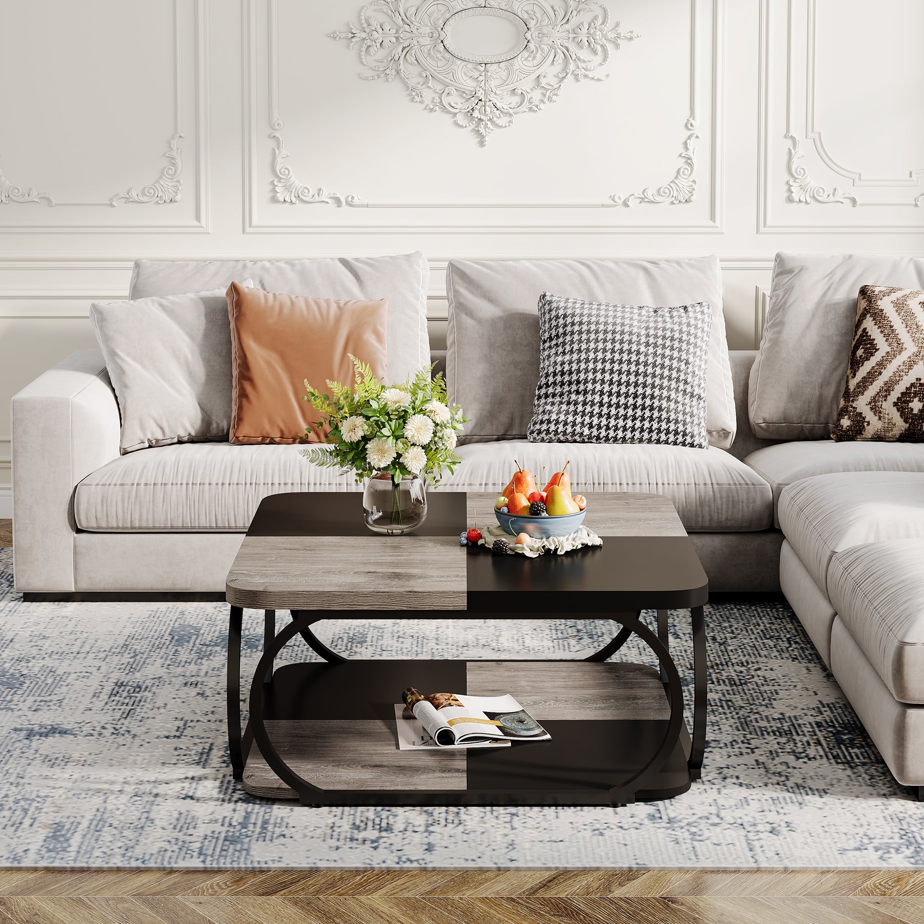 Quadratisch Couchtisch aus Holzwerkstoff Niedrig Wohnzimmertisch