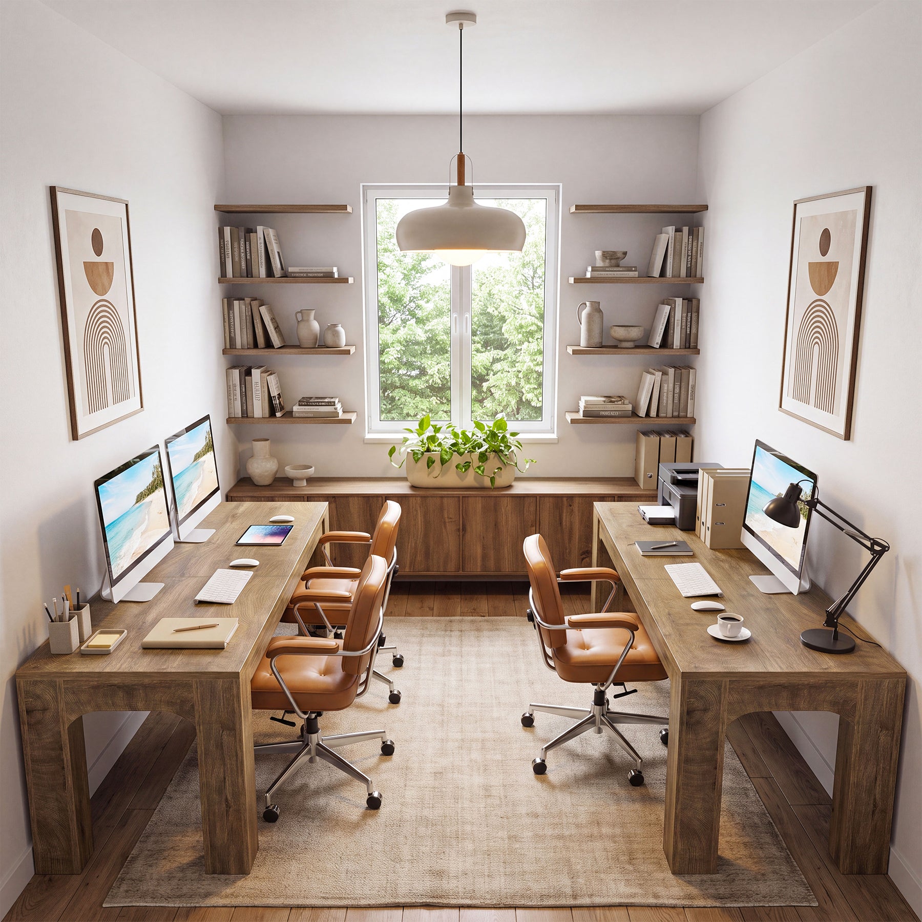 Schreibtisch für 2 Personen 180 cm, Doppel-Schreibtisch für Homeoffice & Büro