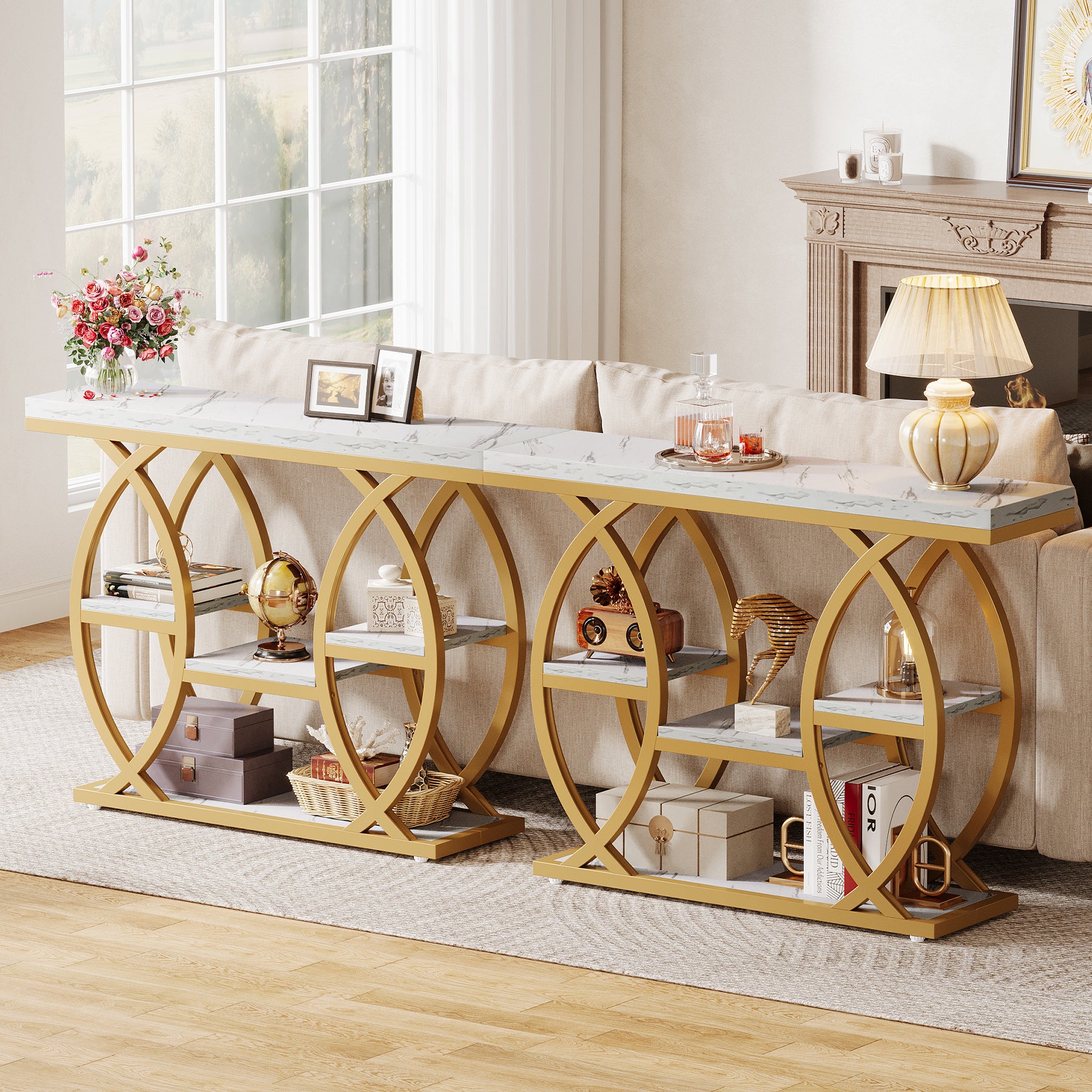 100cm Konsolentisch, 4-stufiger Sofatisch, Eingangstisch mit Ablageflächen