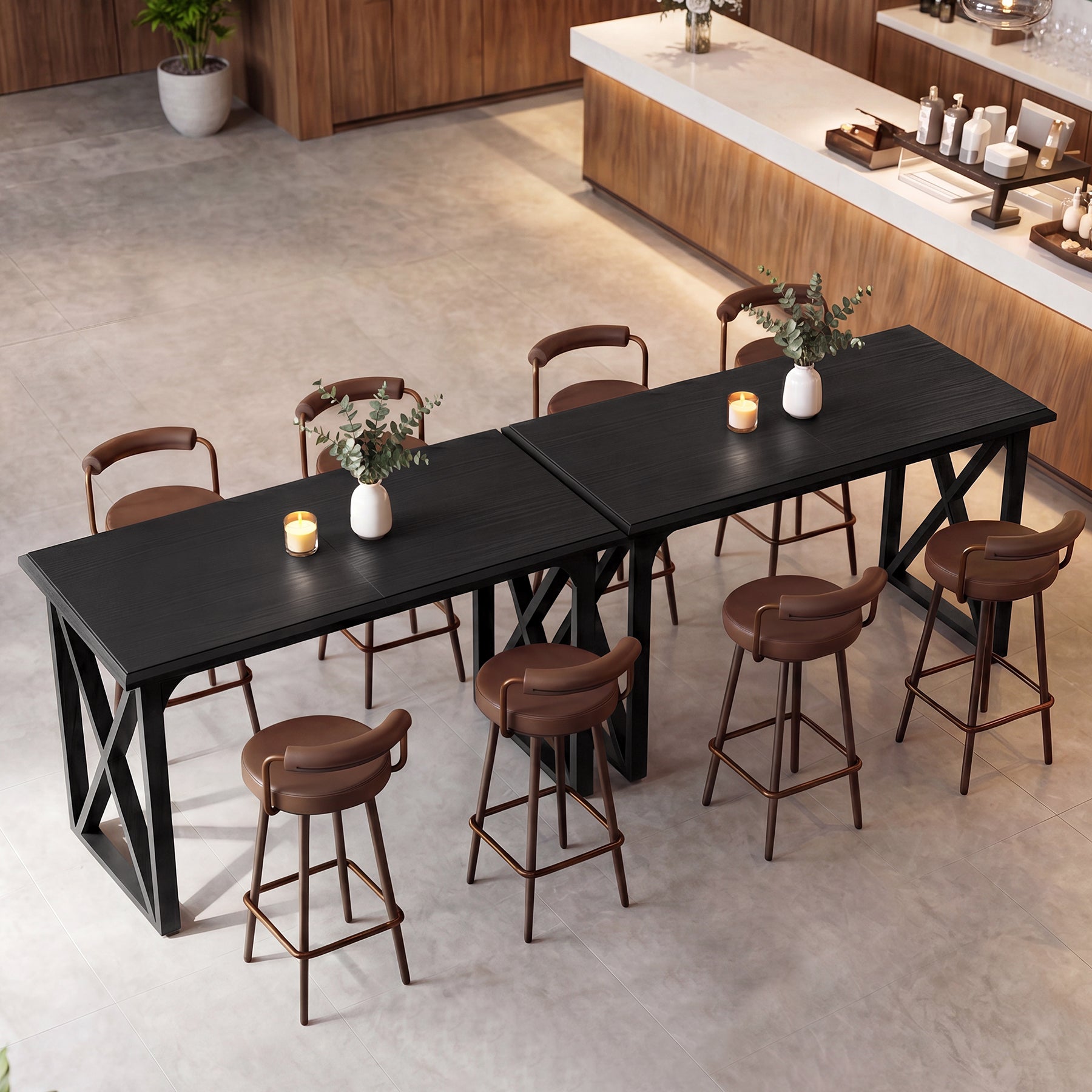 Tribesigns Bartisch 140 cm, Hochtisch im Industrial-Stil mit Metall-X-Gestell für 2–4 Personen