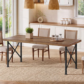 Massivholz Esstisch 160 × 80 cm für 4–6 Personen, Rechteckiger Küchentisch mit X-Metallgestell 3