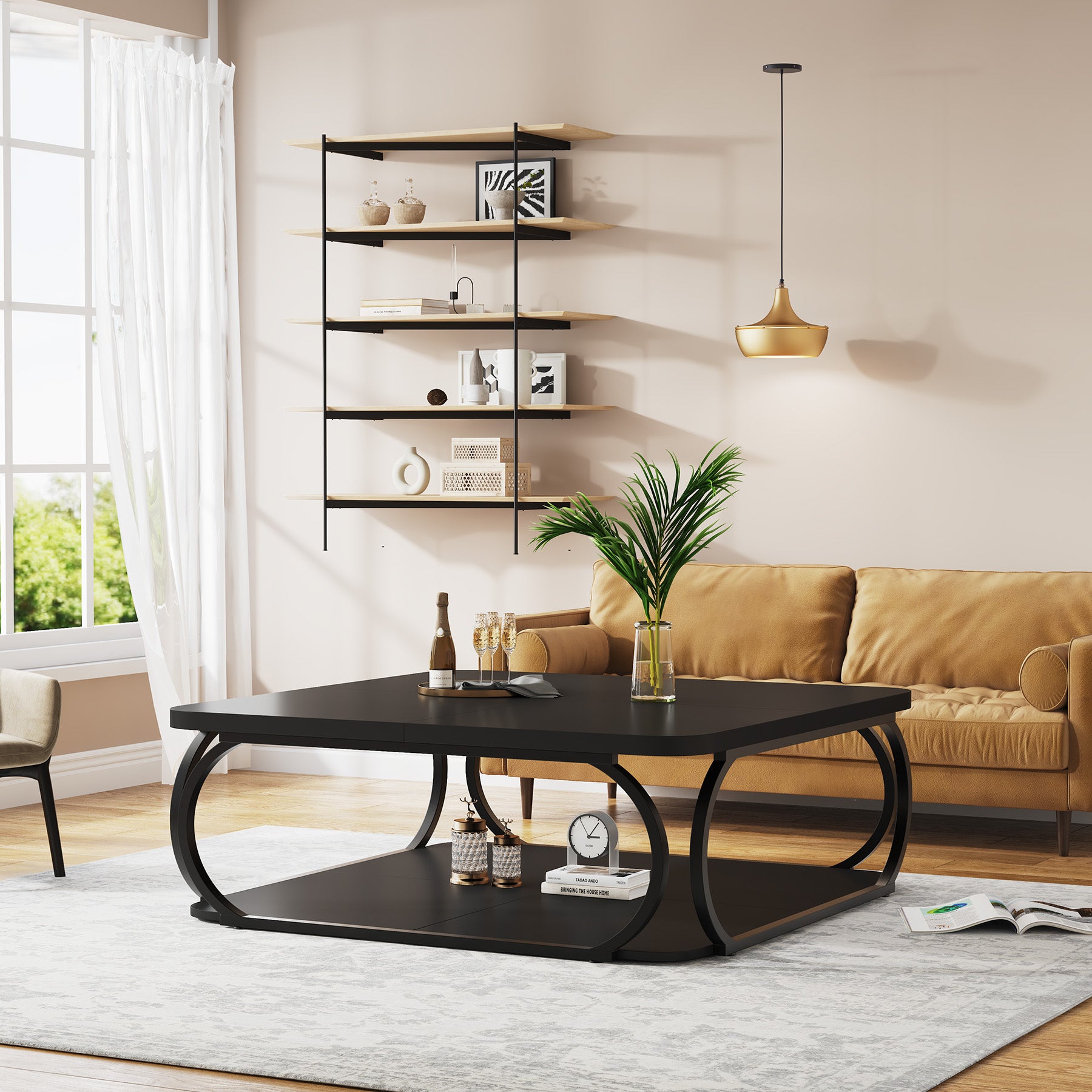 100 cm Quadratisch Couchtisch aus Holzwerkstoff Niedrig Wohnzimmertisch