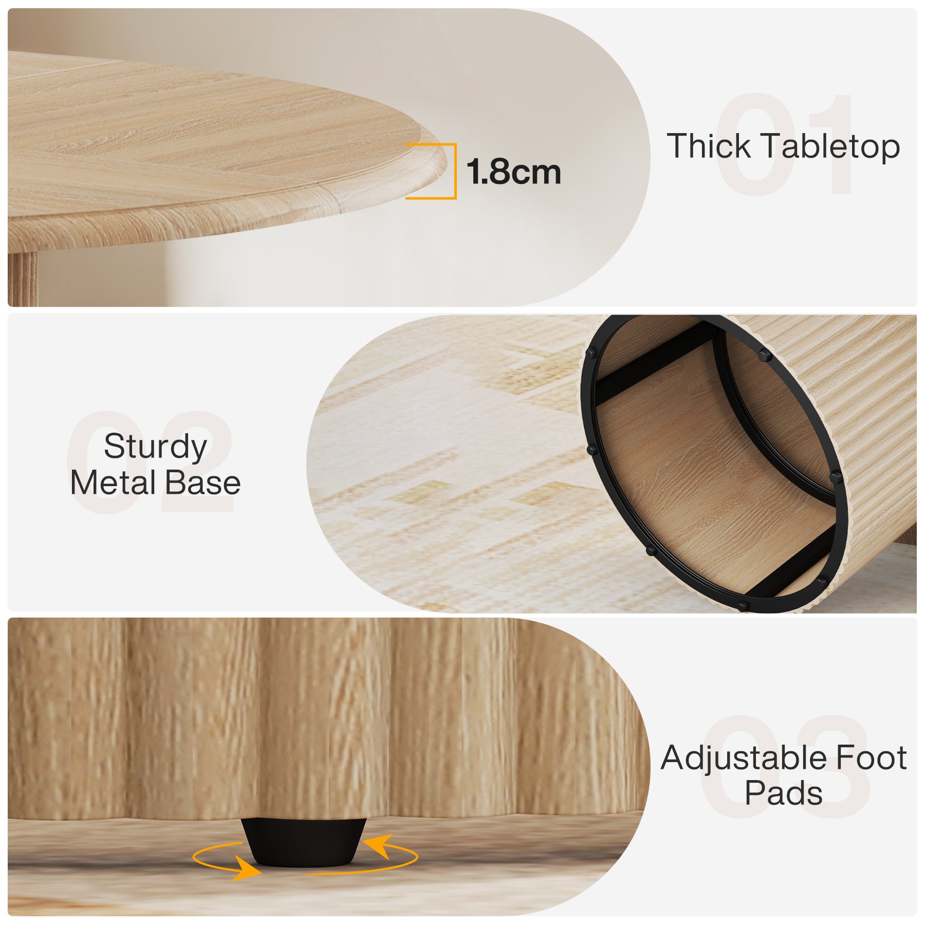 120 cm Runder Küchentisch , Esstisch für 4–6 Personen mit stabilem Metallsockel