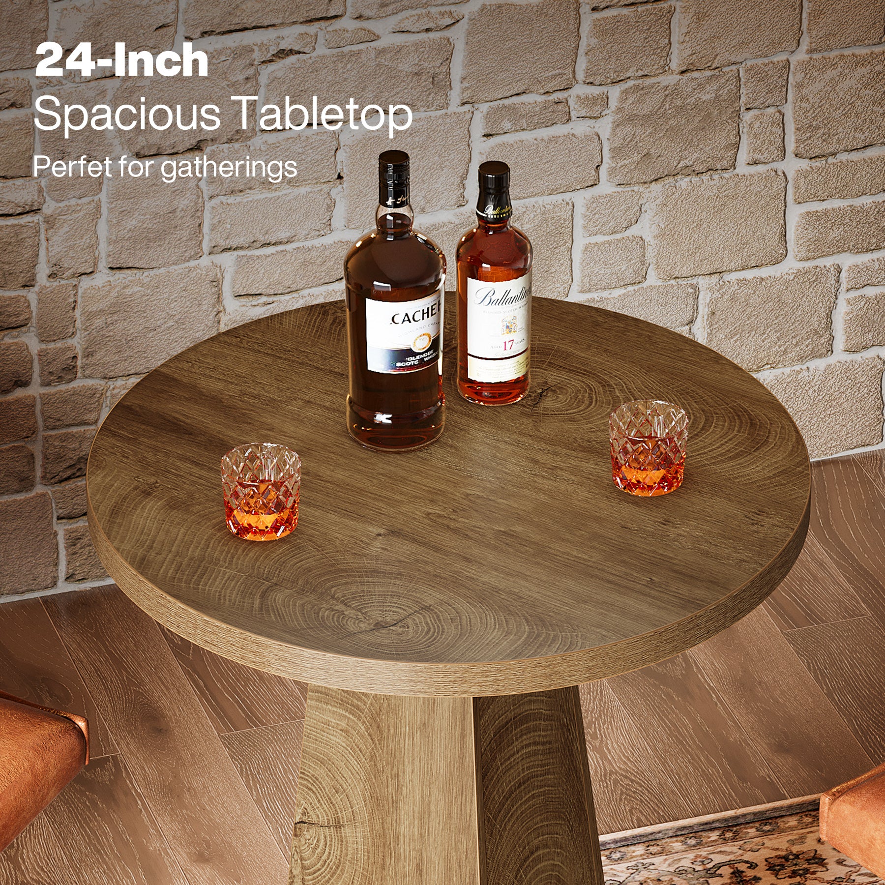 60 cm Runder Bartisch in Stehtischhöhe, Pub- & Bistrotisch für Küche, Esszimmer und Hausbar