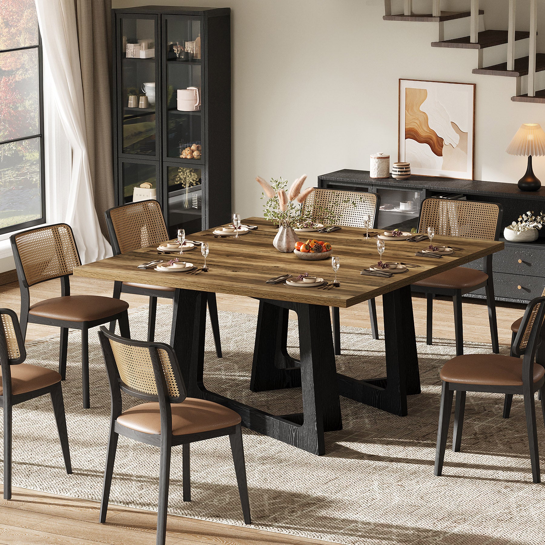 Tribesigns Esstisch 120 cm für 2–4 Personen, Küchentisch im Industrial-Landhausstil mit stabilem Mittelfuß