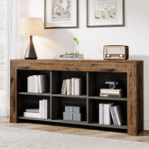 160 cm Industrielles 6-Fach Regal mit rustikalem Holzfinish, Breites Cubby Bücherregal im Landhausstil 3