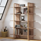 120 cm 5-stöckiges Bücherregal Retro Braun aus Metall & Holz 3