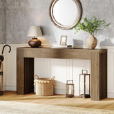 150 cm Farmhouse Konsoletisch mit Lamellenbeinen - Rustikaler Sofatisch in Braun 3