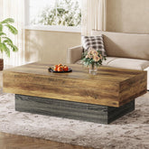 140 cm Rechteckiger Couchtisch aus Holz, Großer Wohnzimmertisch mit Grauem Metallgestell 3