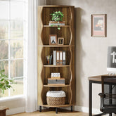 Tribesigns 5-stöckiges Eckregal 182 cm hohes Eckbücherregal, Stilvolles Bücherregal aus Holz 3