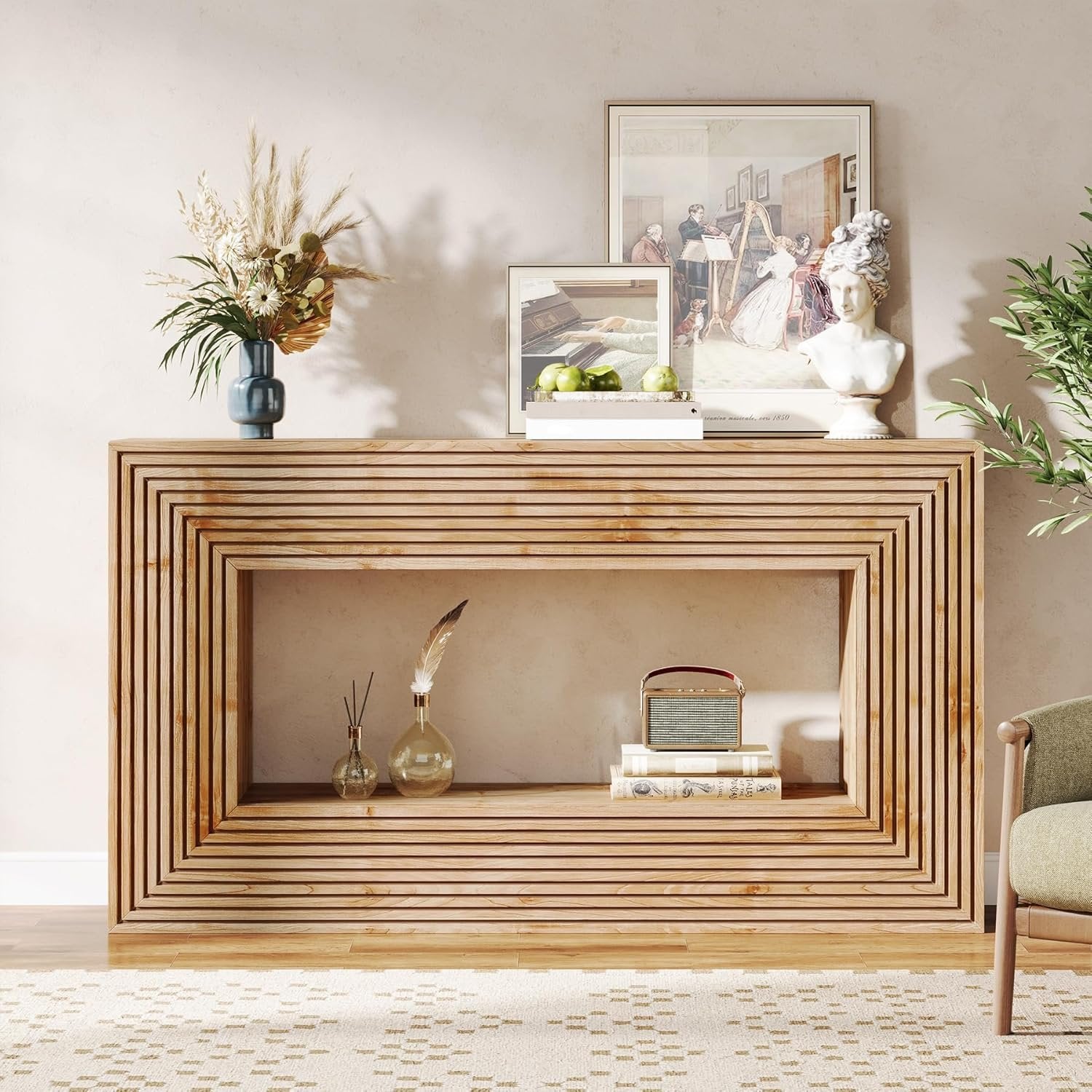 150 cm Konsolentisch, Bauernhaus-Sofatisch, Flurtisch mit Stauraum
