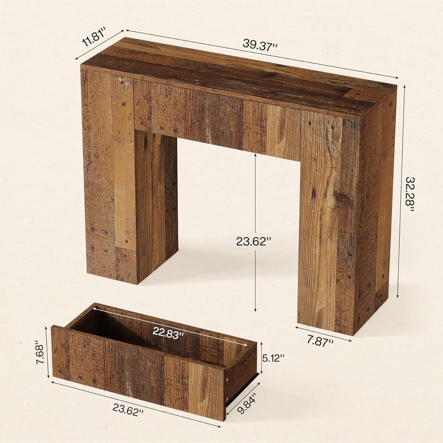 100 cm Schmaler Konsolentisch mit Schubladen, Sofatisch für Flur & Wohnzimmer
