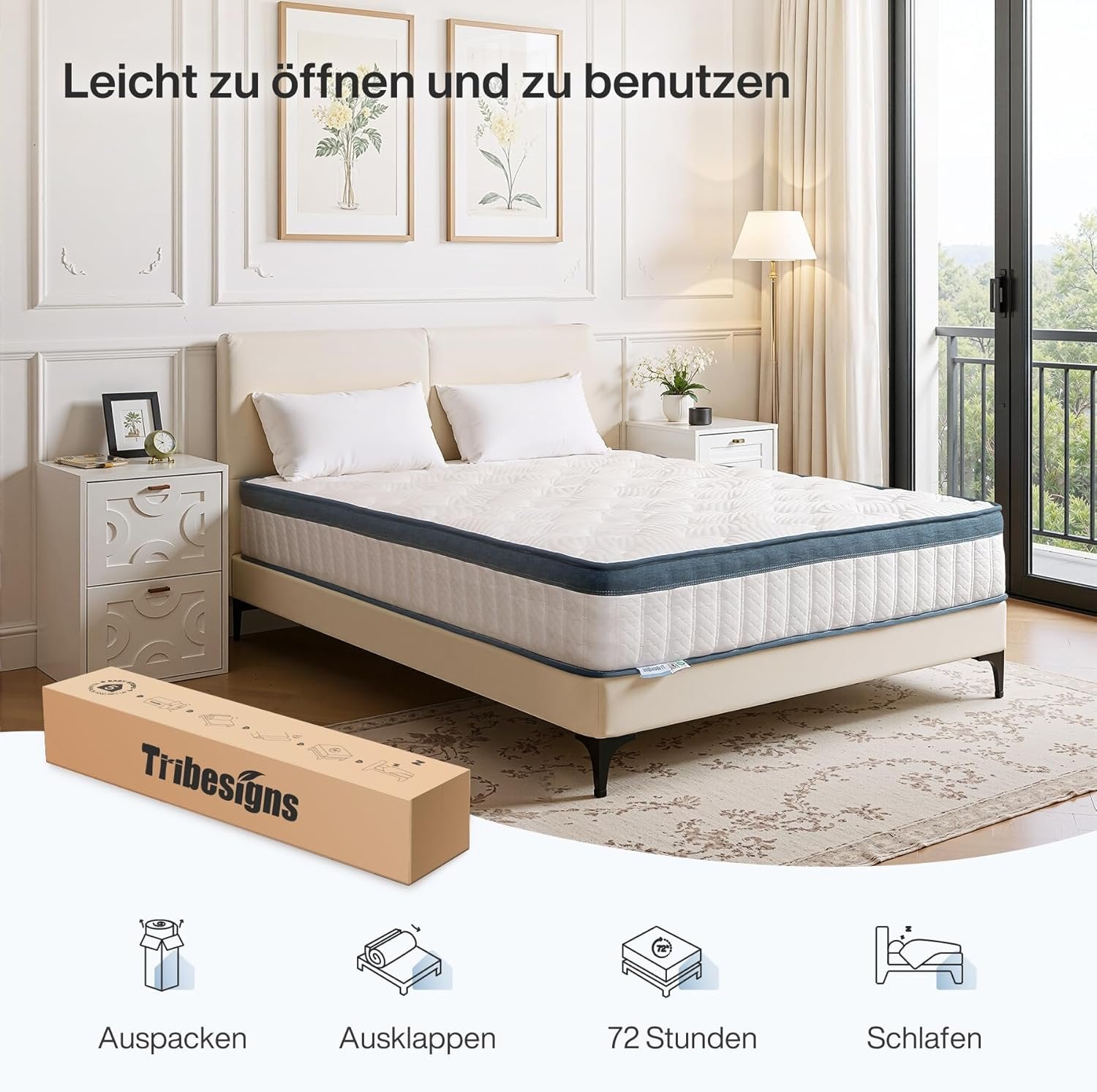 90 x 200 cm Matratze - 25 cm H3 Taschenfederkern mit 7-Zonen & Gel-Memory-Schaum