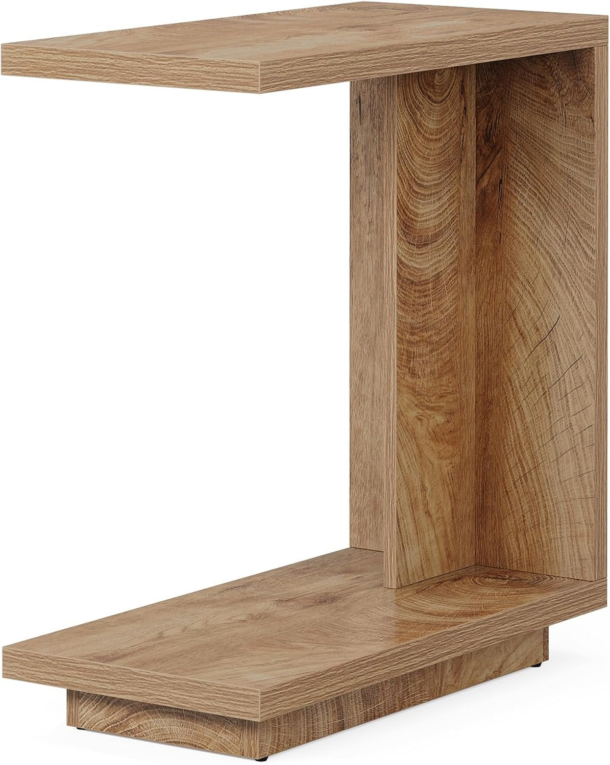 60cm Beistelltisch in C-Form, 2 Ebenen, Industriestil, braun