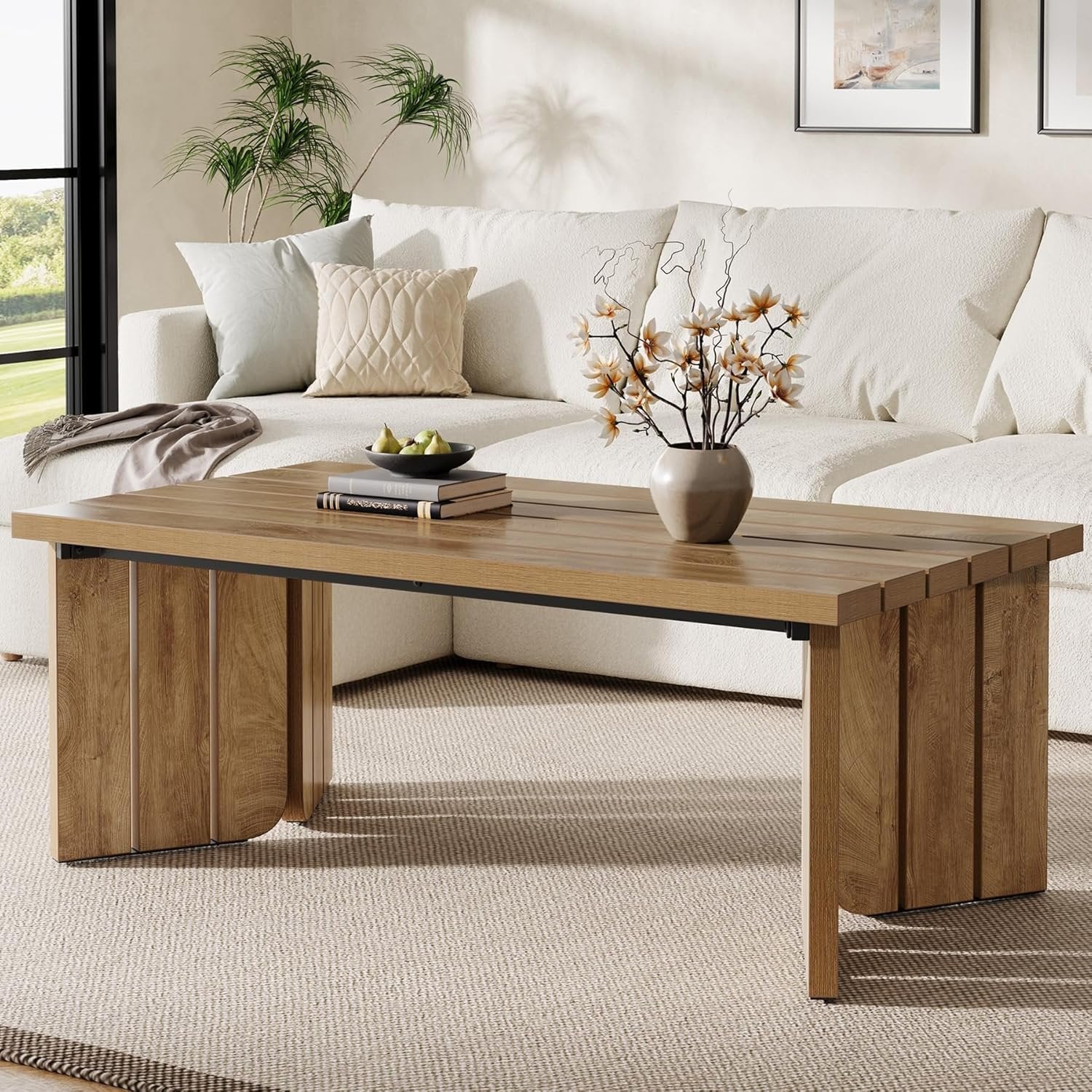 120 cm Landhaus Couchtisch rechteckig - Nussbaum Optik Wohnzimmer Tisch Mittelzentrum