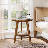 80 cm Massivholz-Beistelltisch - 2-stöckiger Landhaus-Nachtisch mit Ablage 3