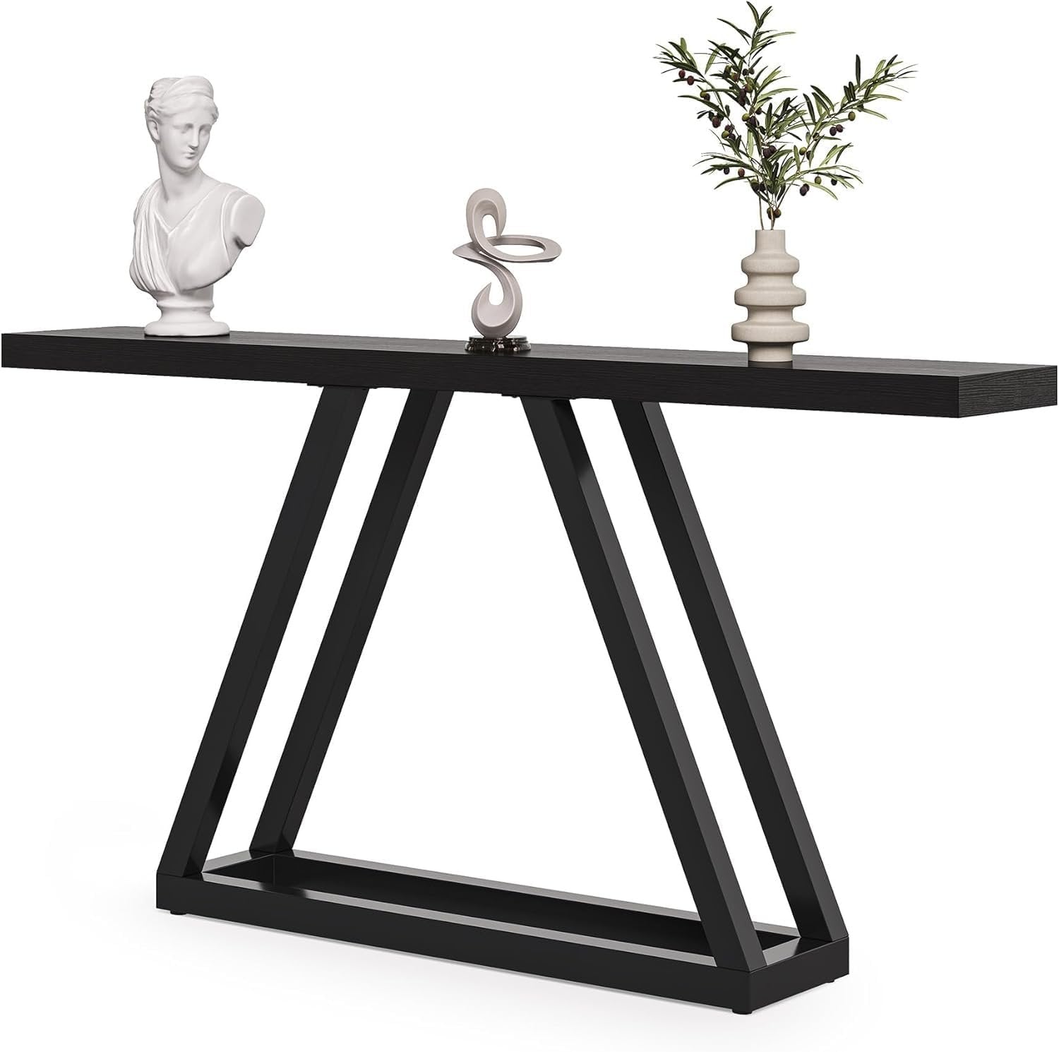 160 cm Schmale Industrielle Konsole - Moderner Flurtisch in Schwarz für Wohnzimmer & Eingangsbereich