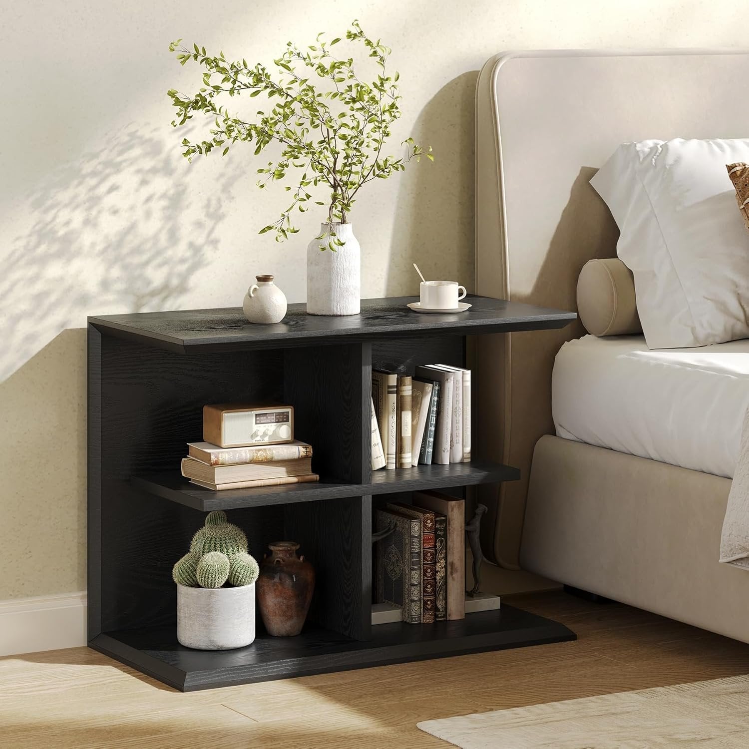 80 cm Industrieller 3-Etagen Beistelltisch mit Stauraum - Vielseitiger Side Table für Wohnzimmer & Flurf