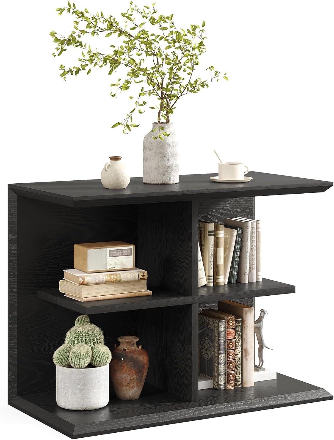 80 cm Industrieller 3-Etagen Beistelltisch mit Stauraum - Vielseitiger Side Table für Wohnzimmer & Flurf