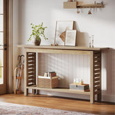 120 cm Landhaus-Konsole 2-stöckig - Schmaler Eichentisch für Flur & Wohnzimmer 3