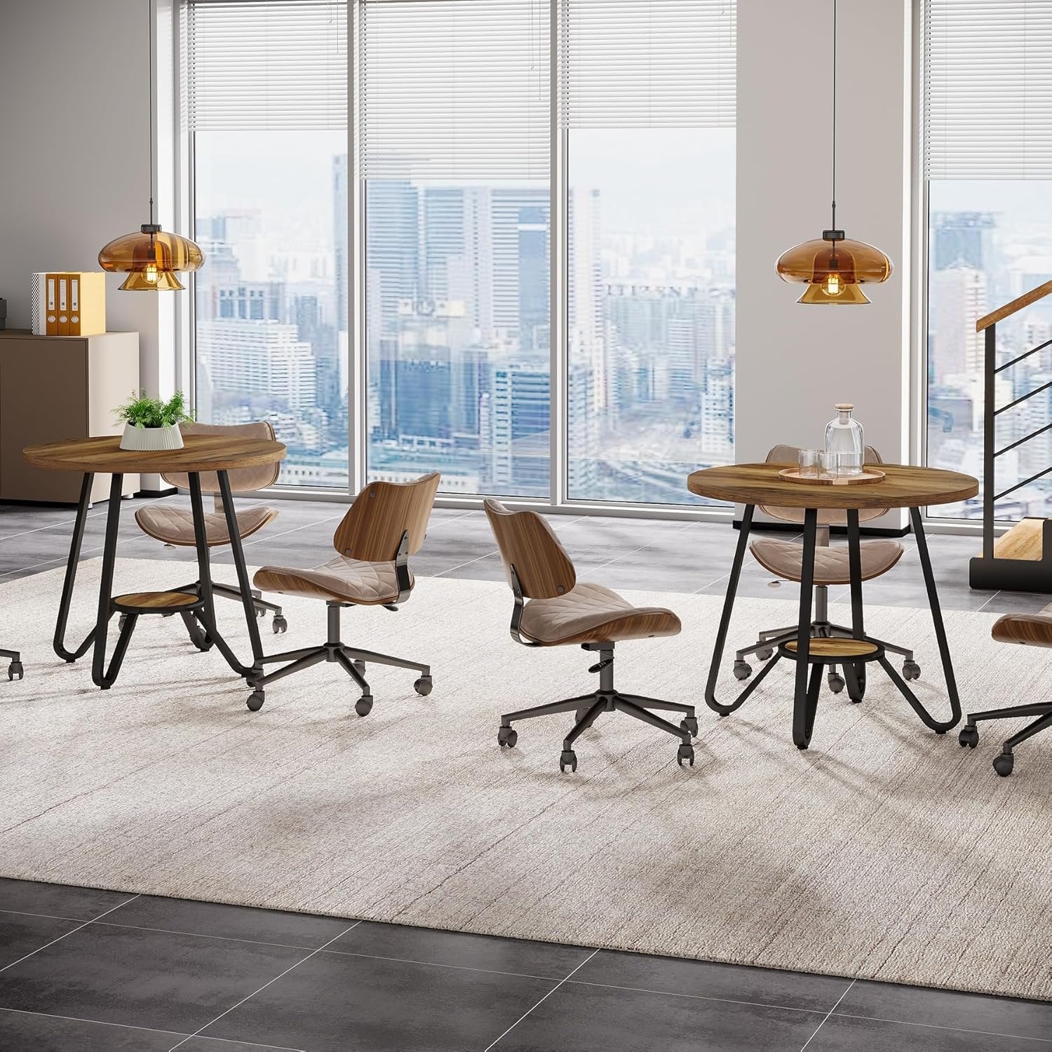 80 cm runder Konferenztisch - Kompakter Besprechungstisch für 4 Personen