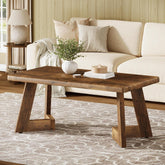 Landhaus Wohnzimmertisch im Rustikalen Design, Brauner Couchtisch mit V-förmigen Beinen 3