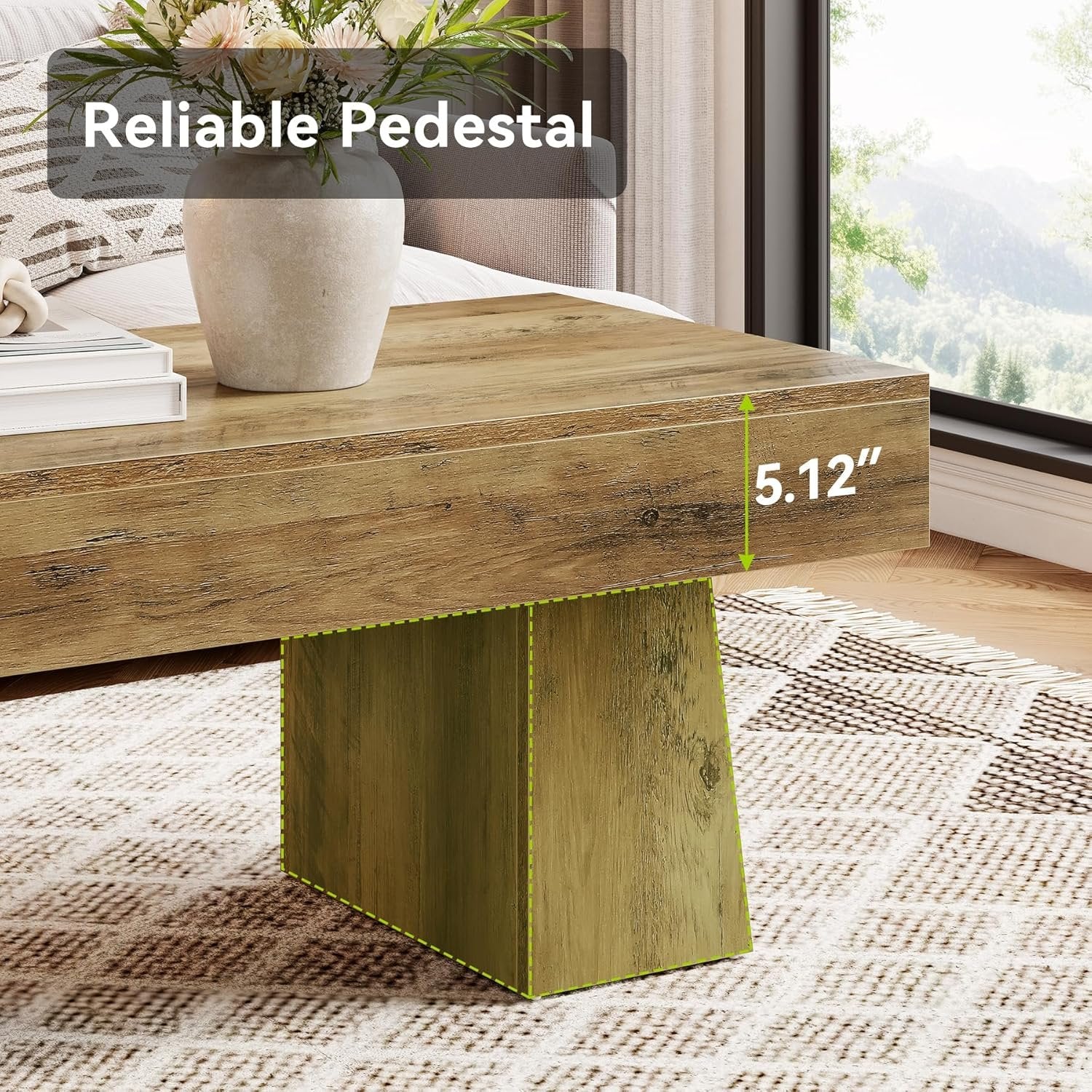 Hofhaus Couchtisch 120 cm - Massiver Landhaus-Tisch mit robustem Tischgestell, rustikaler Wohnzischer Beistelltisch in Braun