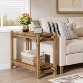 TRIBEWOOD Massivholz-Beistelltisch mit 2 Ebenen schmaler Sideboard für Wohnzimmer, Schlafzimmer 3