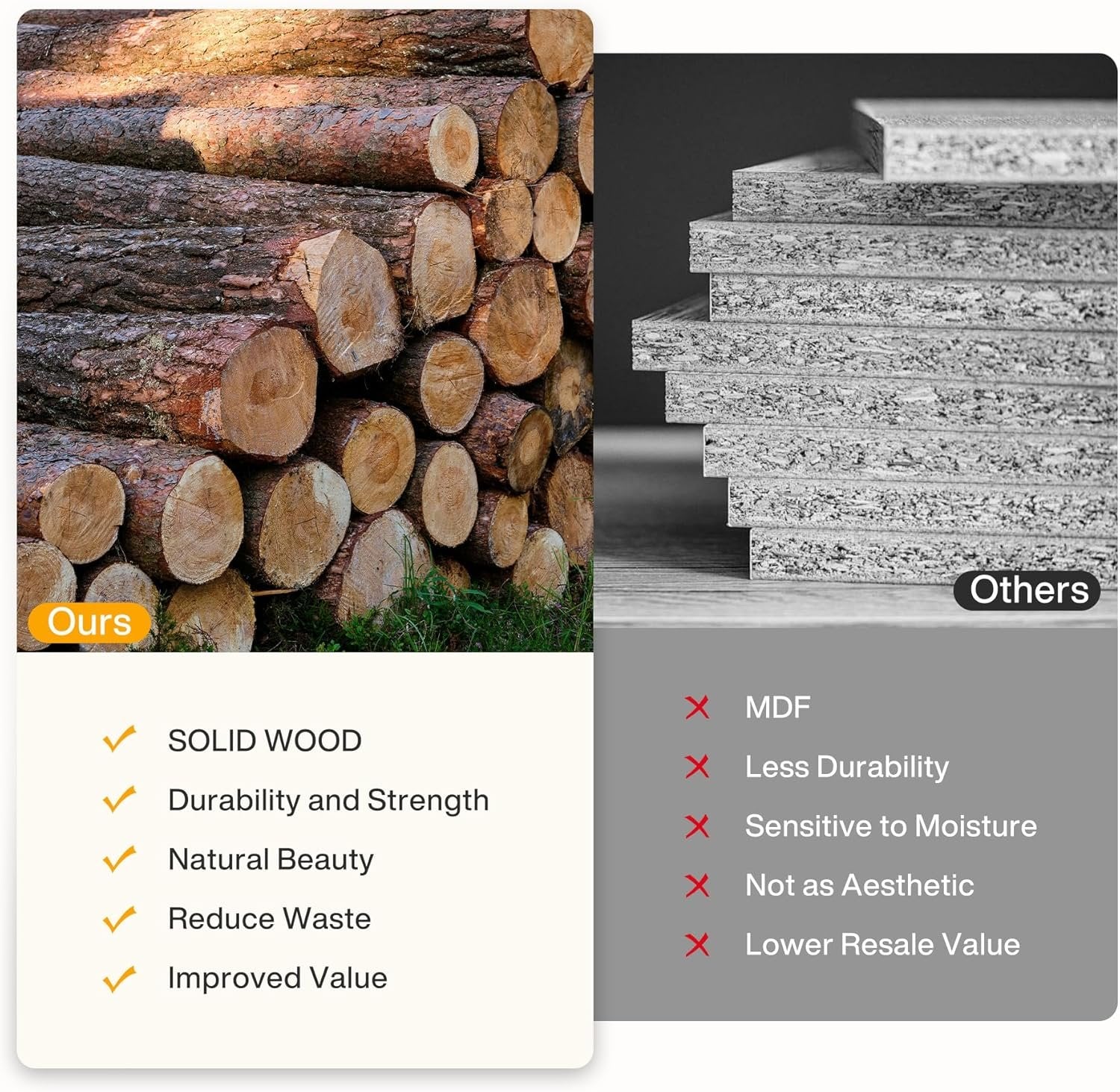 TRIBEWOOD Massivholz-Beistelltisch mit 2 Ebenen schmaler Sideboard für Wohnzimmer, Schlafzimmer