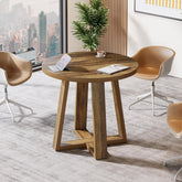 80cm Runder Konferenztisch – Landhaus Bürotisch für 2-4 Personen, Braun 3