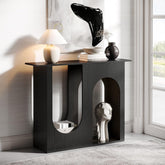 Tribesigns 100 cm schwarzer Sofatisch, Schmaler Konsolentisch hinter der Couch mit gewölbtem Design 3