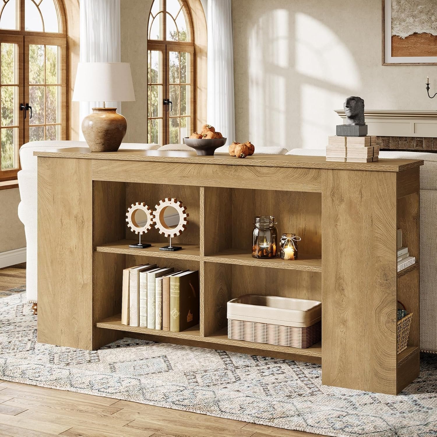 160 cm Landhaus-Eingangstisch mit Stauraum - Robustes Couchtisch-Konsolenregal für Diele & Wohnzimmer