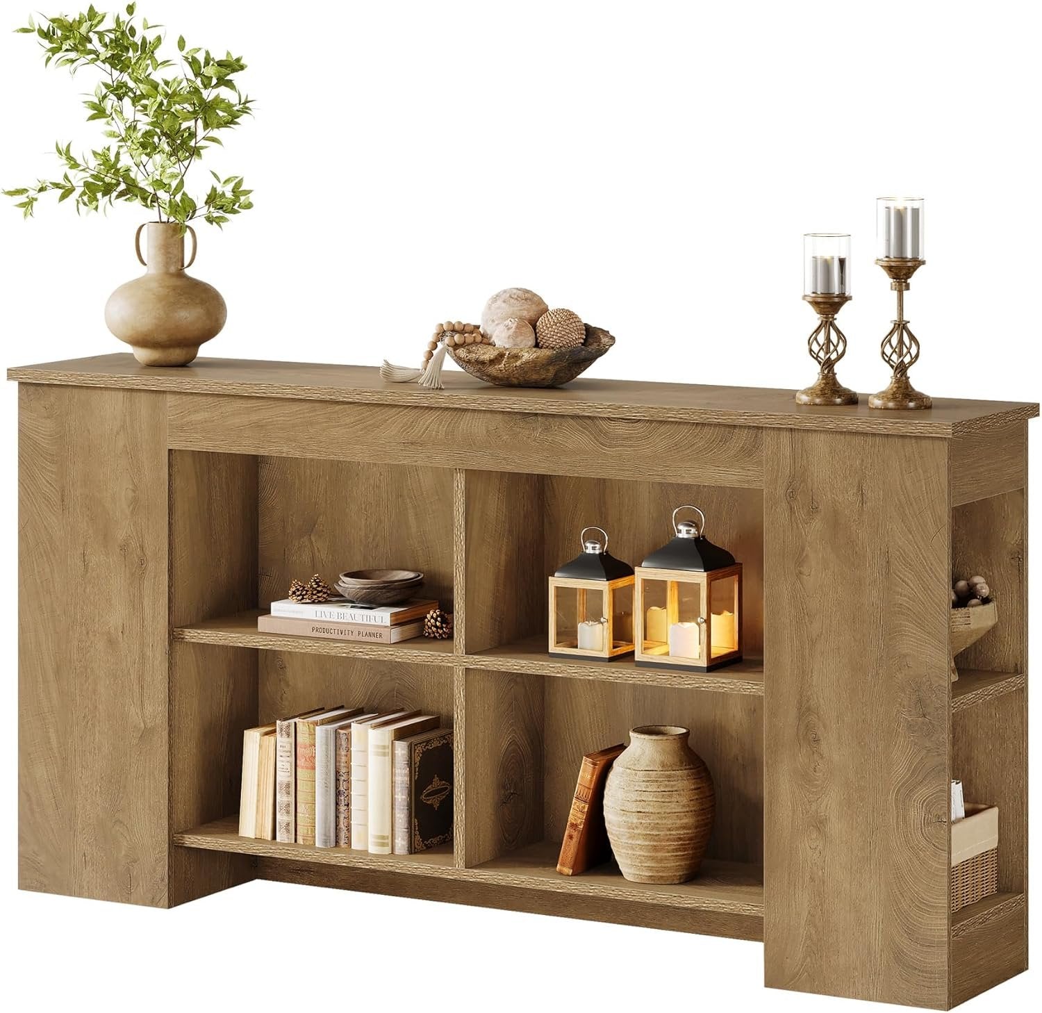 160 cm Landhaus-Eingangstisch mit Stauraum - Robustes Couchtisch-Konsolenregal für Diele & Wohnzimmer