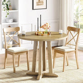 80 cm Runder Farmhouse-Esstisch für 2-4 Personen - Mit stabiler Basis für Wohnung & Kleine Restaurants 3