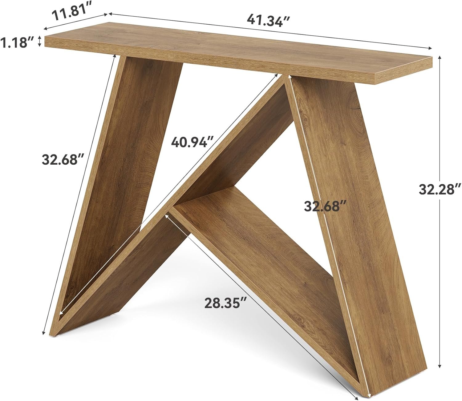105 cm Kleiner Konsoletisch im Farmhouse-Design, schmaler Couchtisch für Diele & Foyer in Braun