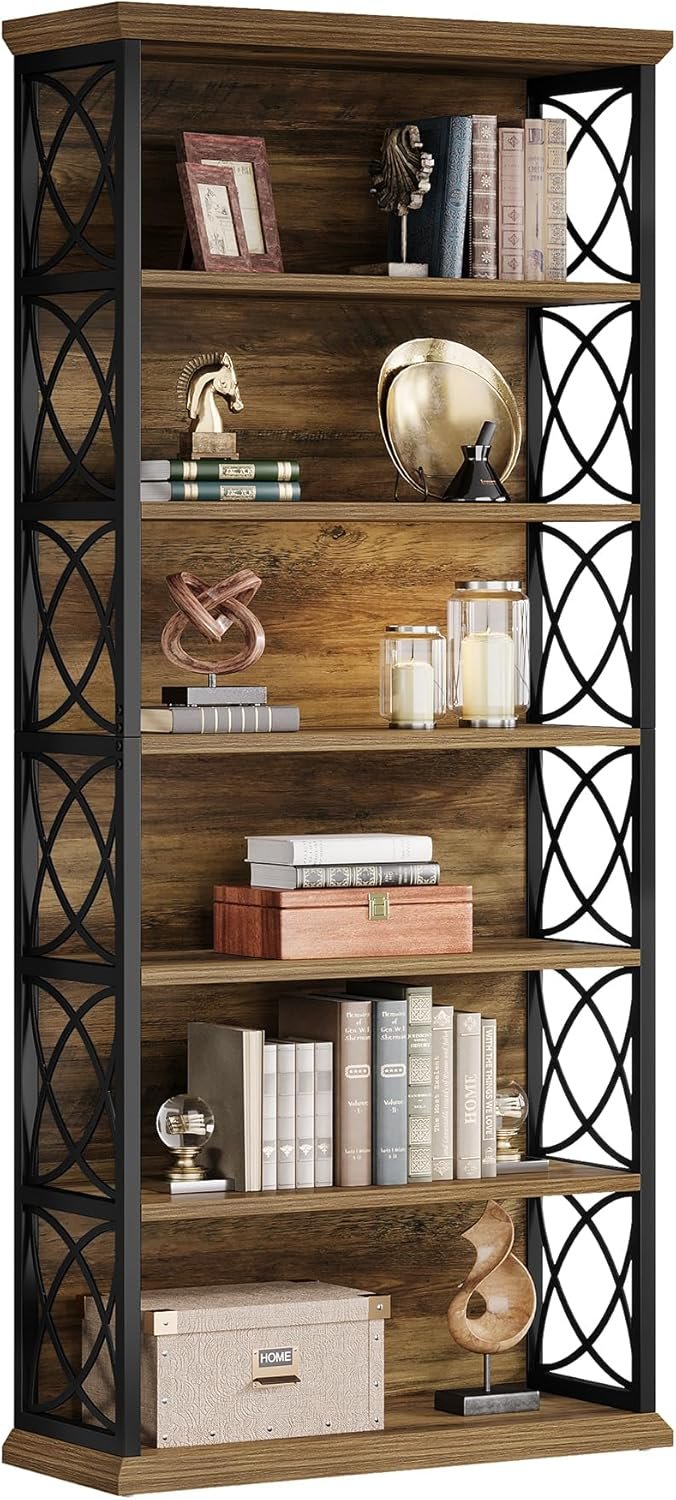 Tribesigns Bücherregal, 185cm Hohes Standregal 6-stöckiges Industrie Etagere Bücherregal Holz