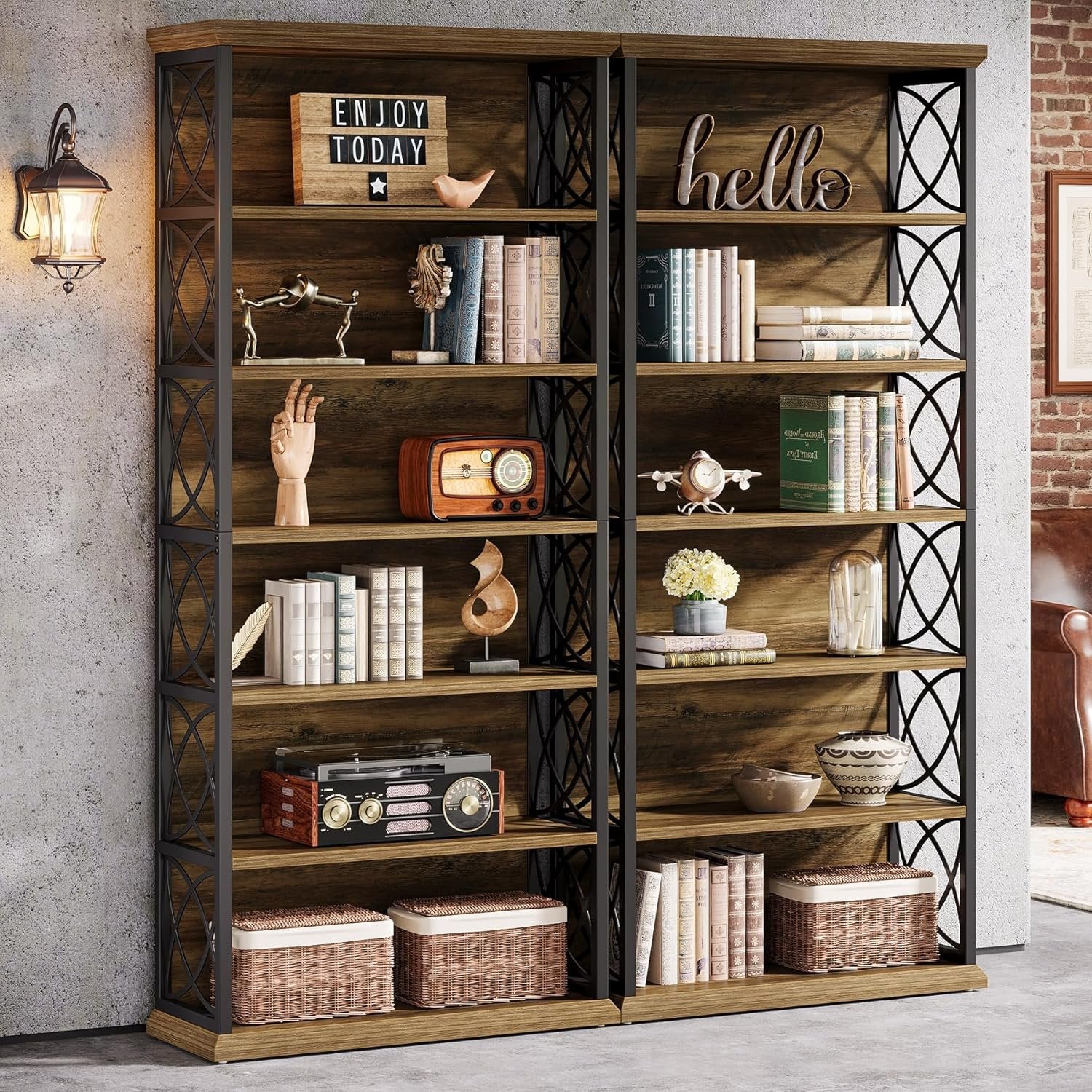 Tribesigns Bücherregal, 185cm Hohes Standregal 6-stöckiges Industrie Etagere Bücherregal Holz