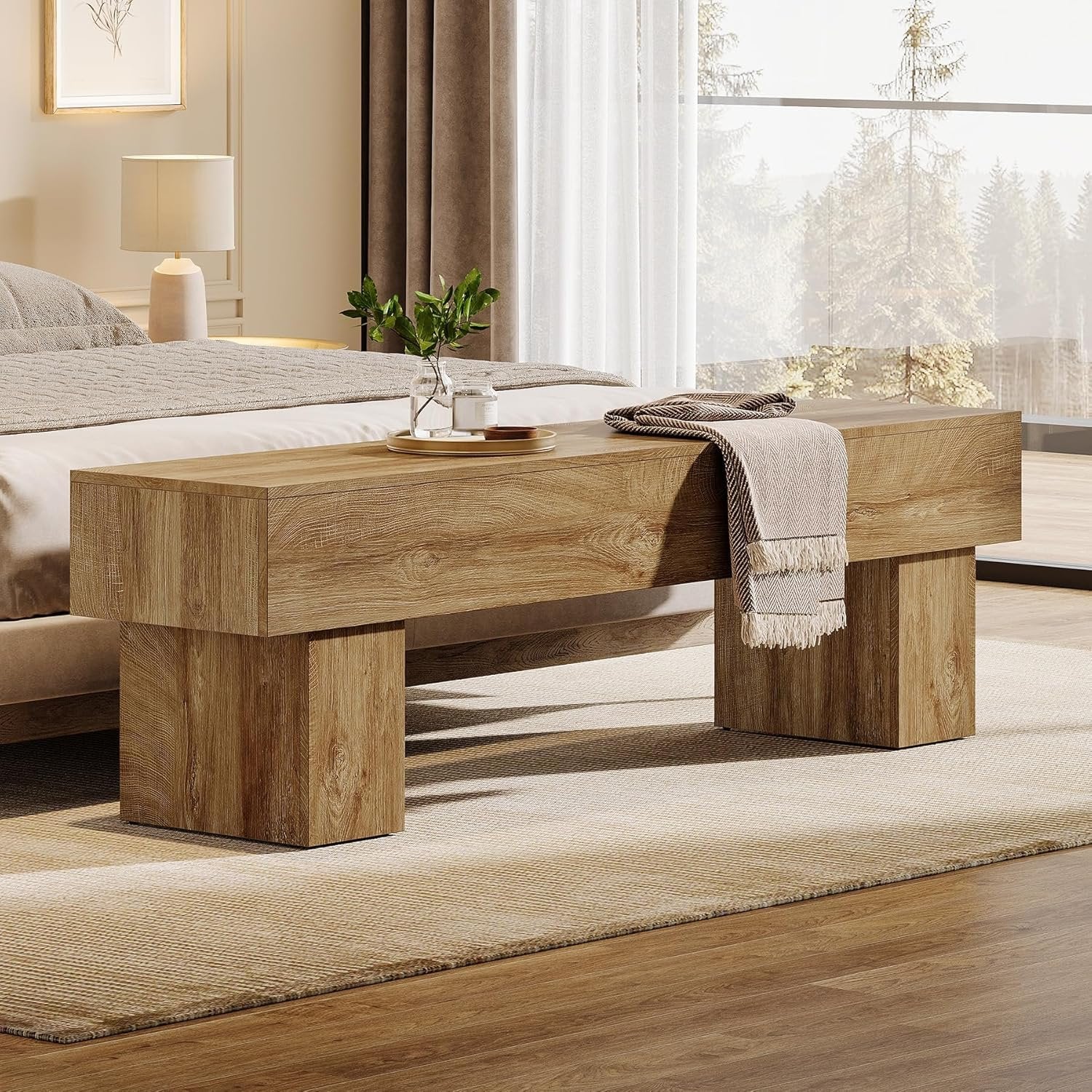 Flurbank 160 cm, rustikale Bauernhaus-Schuhbank aus Holz für Flur, Wohnzimmer und Bettende