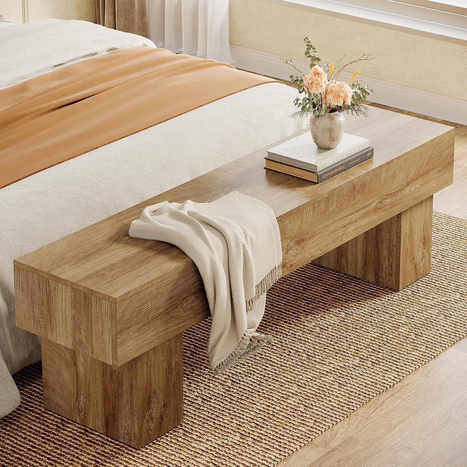 Flurbank 160 cm, rustikale Bauernhaus-Schuhbank aus Holz für Flur, Wohnzimmer und Bettende