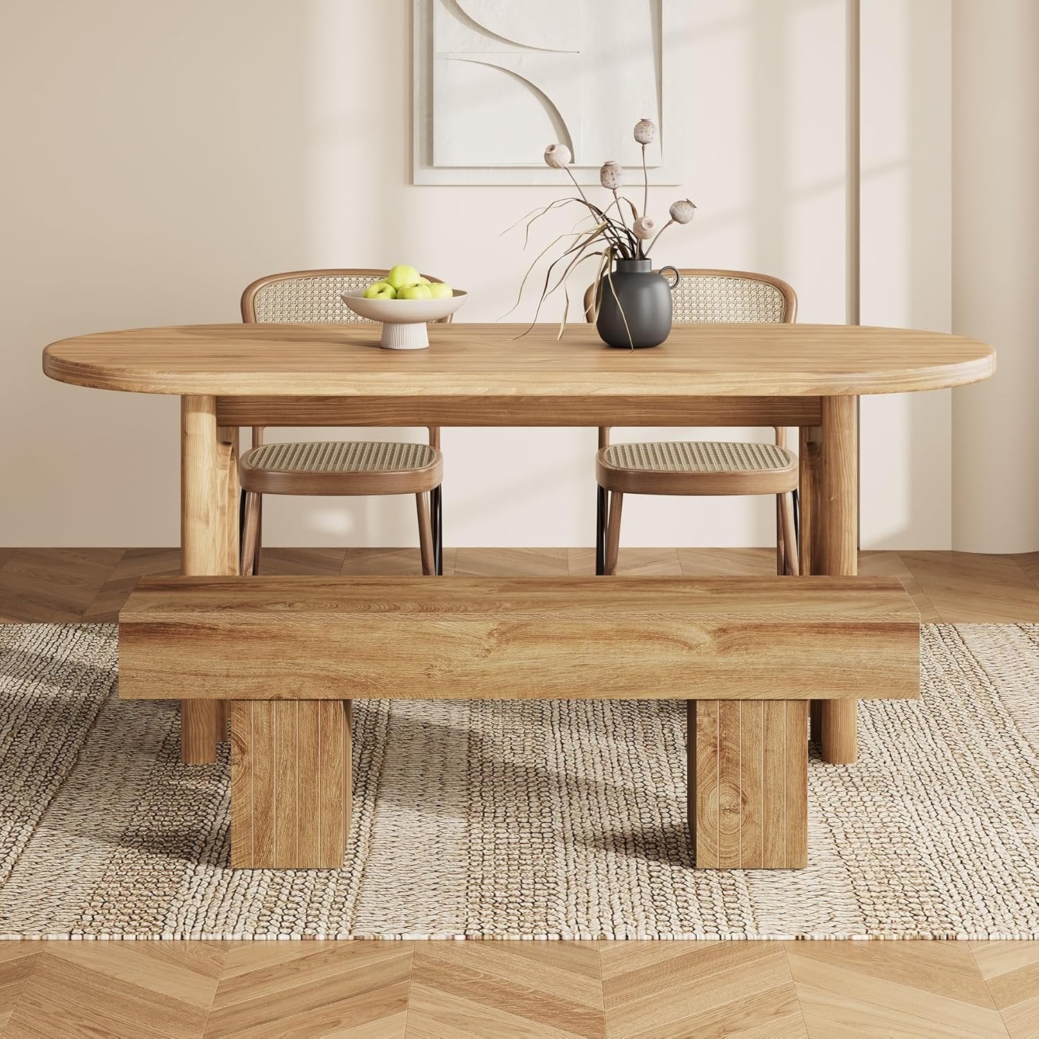 140 cm Esszimmerbank aus Holz, lange Bauernhaus-Sitzbank für Küche, Wohnzimmer, Flur oder Schlafzimmer