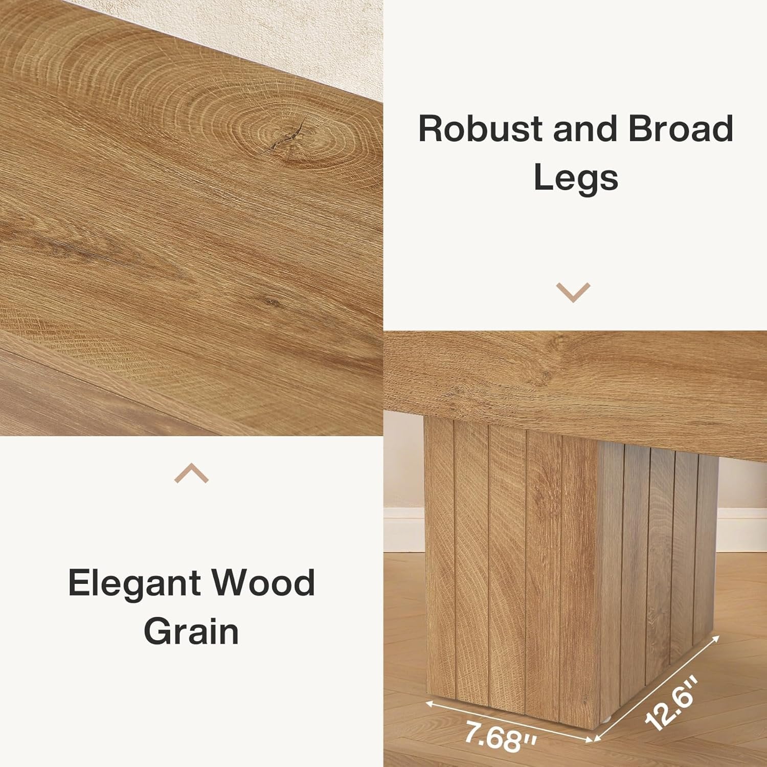 140 cm Esszimmerbank aus Holz, lange Bauernhaus-Sitzbank für Küche, Wohnzimmer, Flur oder Schlafzimmer