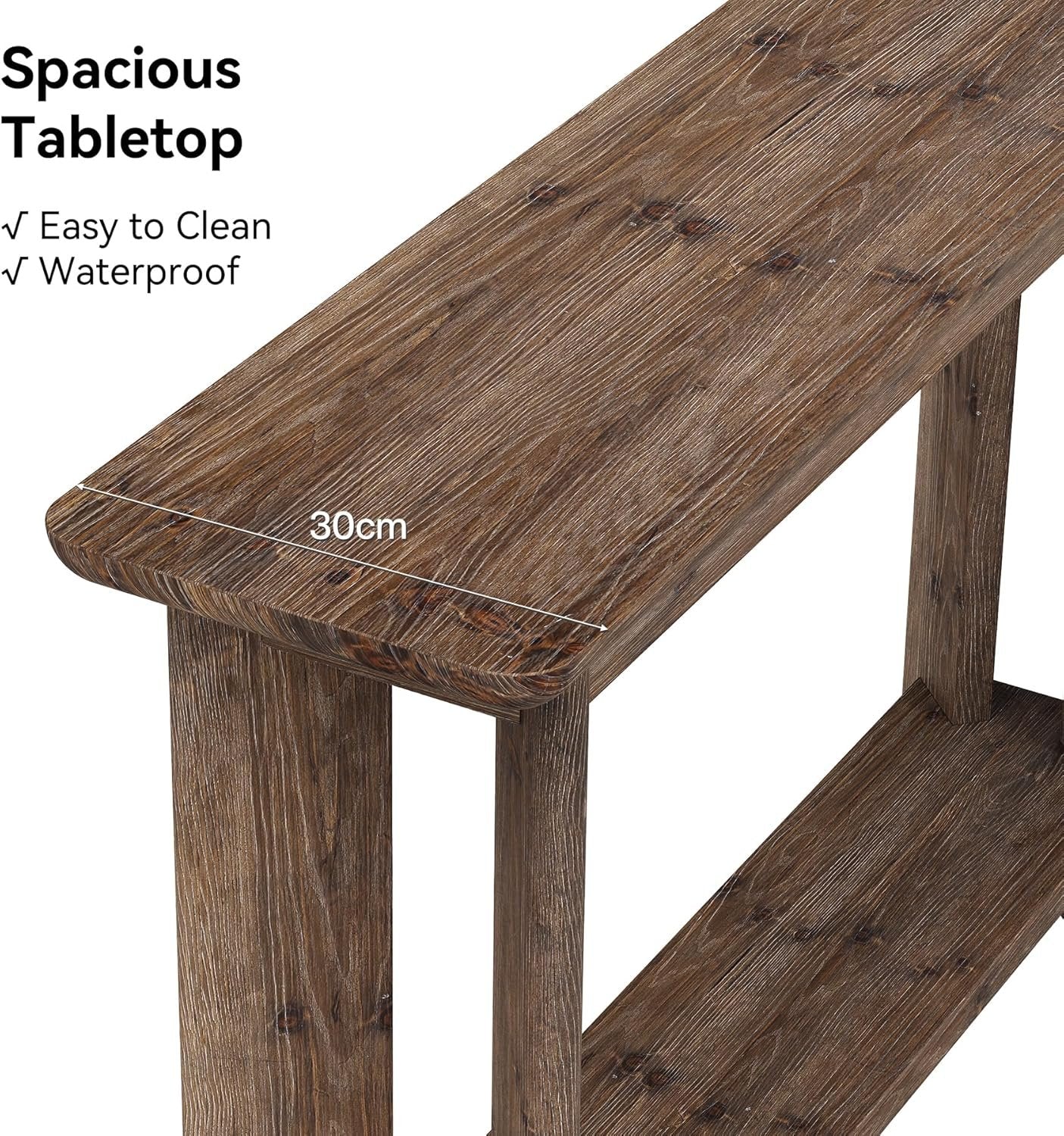 105 cm Konsolentisch mit Stauraum, 2-stöckig Bauernhaus Beistelltisch für Wohnzimmer, Flur & Eingangsbereich