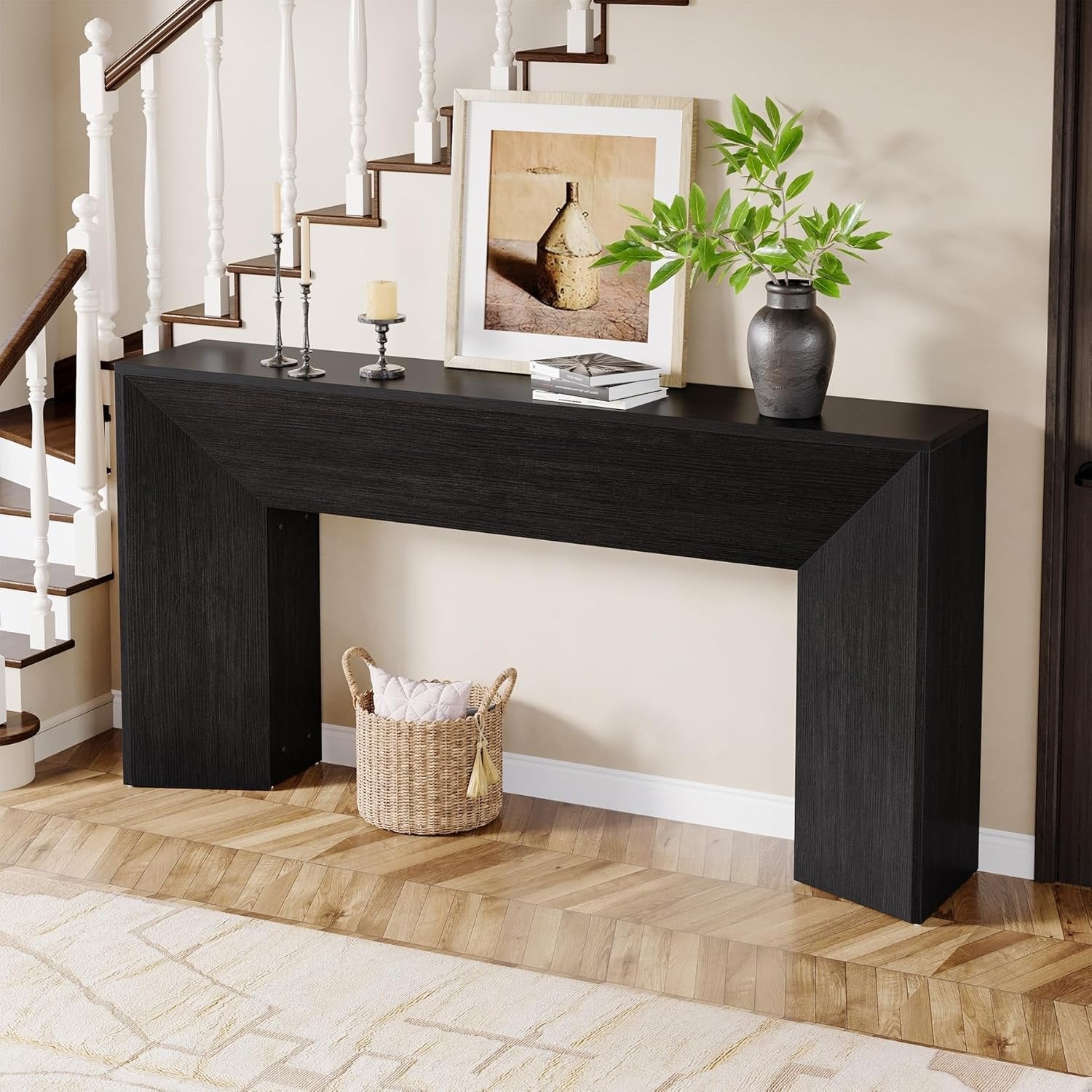 Konsolentisch 160 cm, extra langer schmaler Holztisch für Flur, hinter Sofa, Wohnzimmer und Eingang