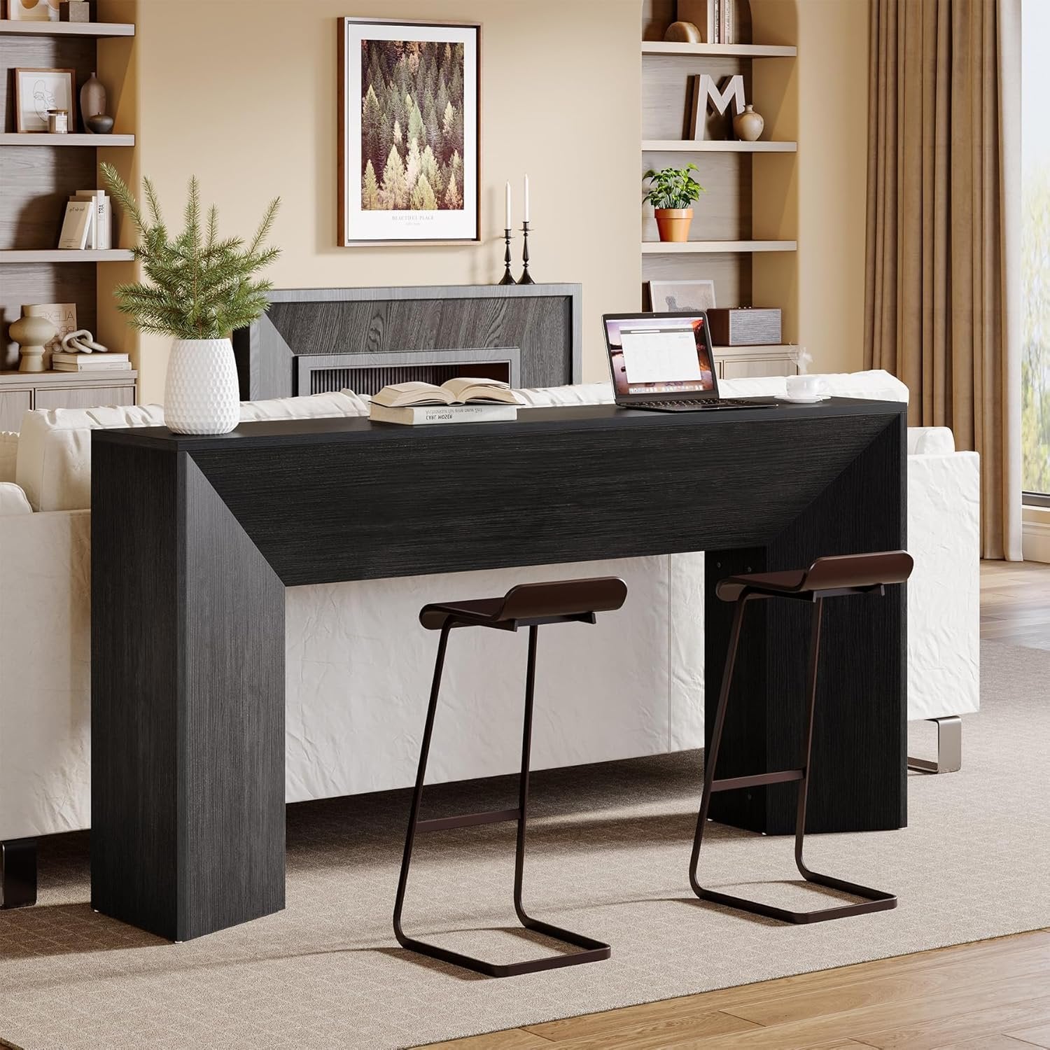 Konsolentisch 160 cm, extra langer schmaler Holztisch für Flur, hinter Sofa, Wohnzimmer und Eingang