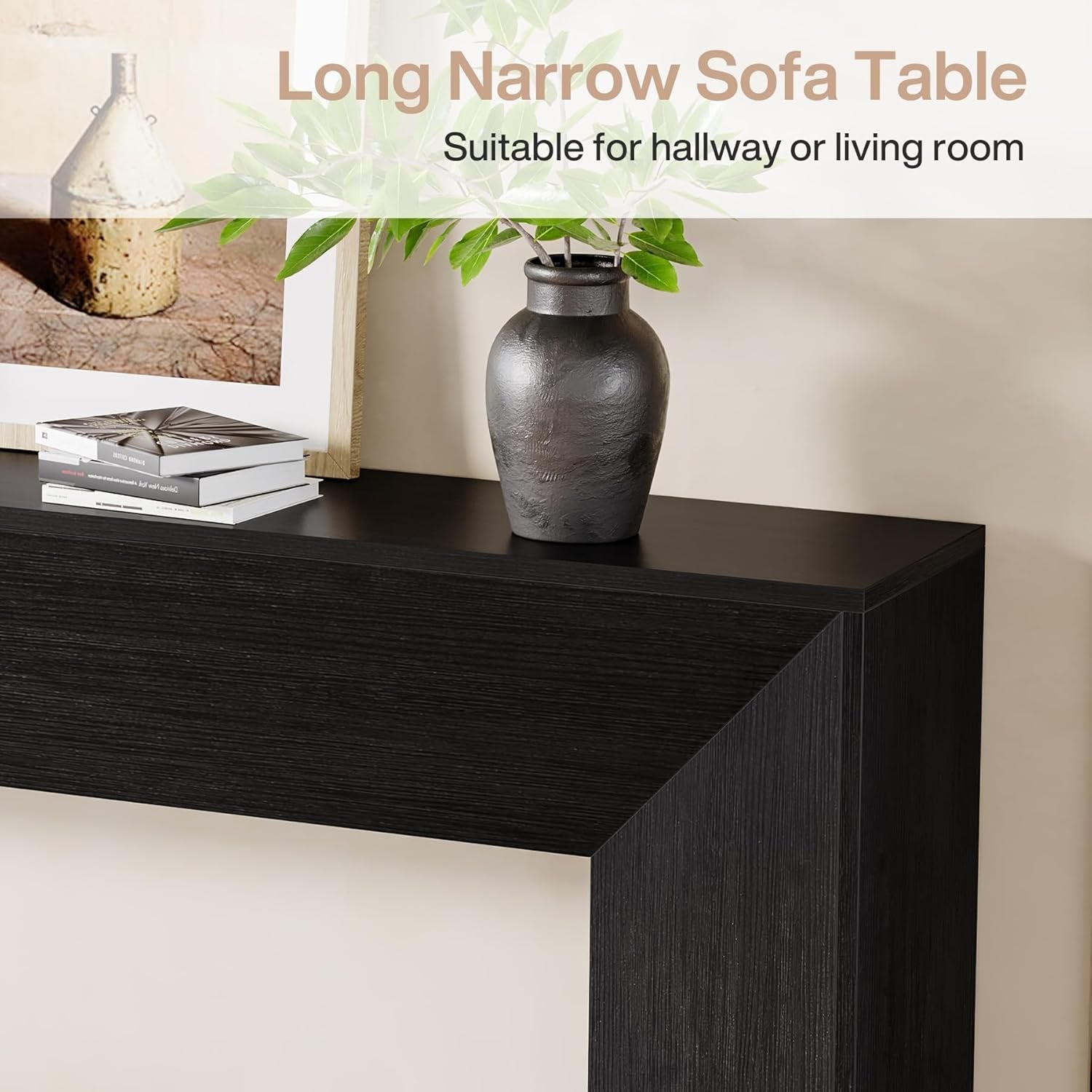 Konsolentisch 160 cm, extra langer schmaler Holztisch für Flur, hinter Sofa, Wohnzimmer und Eingang