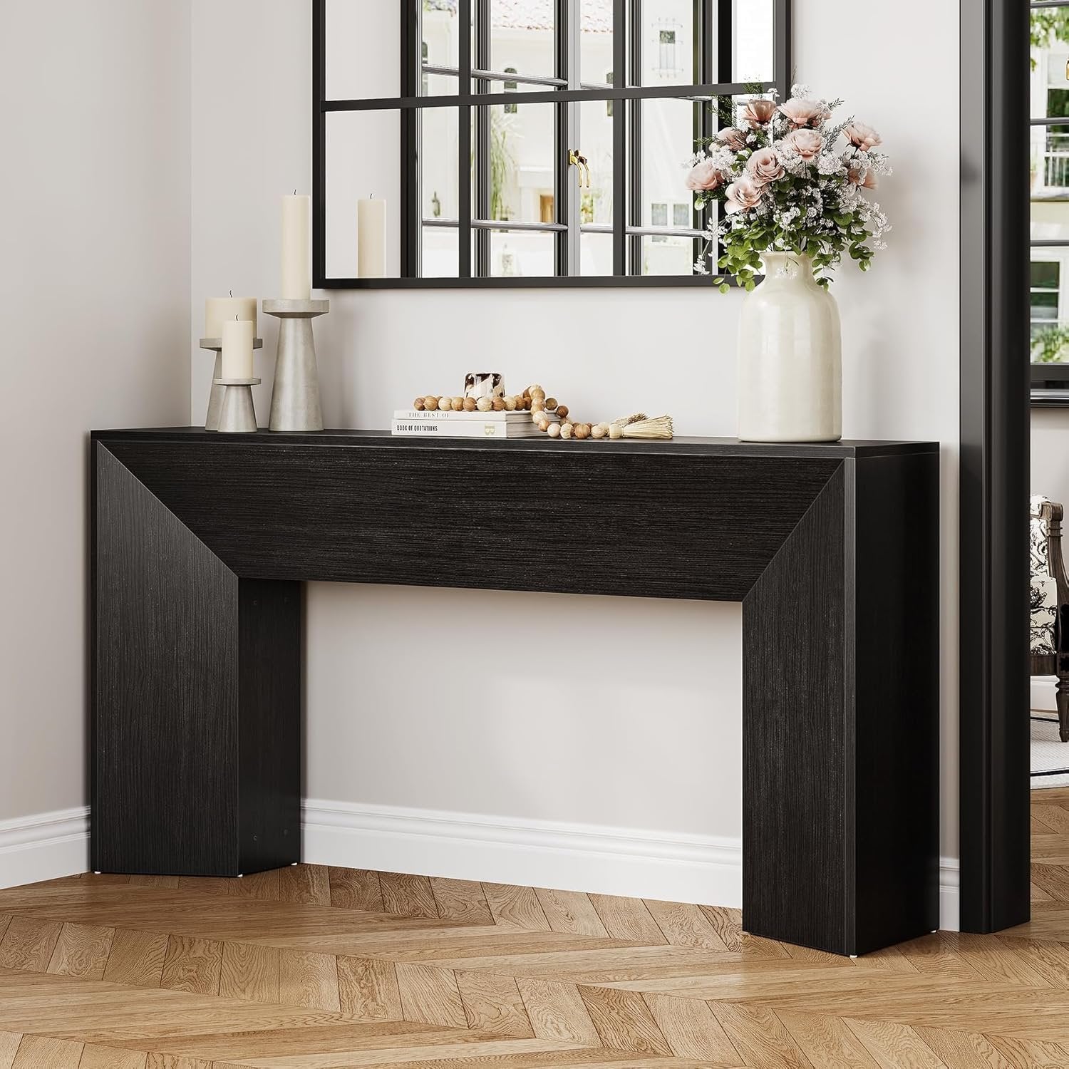 Konsolentisch 160 cm, extra langer schmaler Holztisch für Flur, hinter Sofa, Wohnzimmer und Eingang