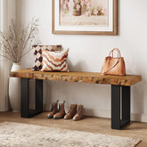 Tribesigns Sitzbank 120 cm aus Massivholz, Eingangsbank mit Metallbeinen, Schuhbank für Flur 3