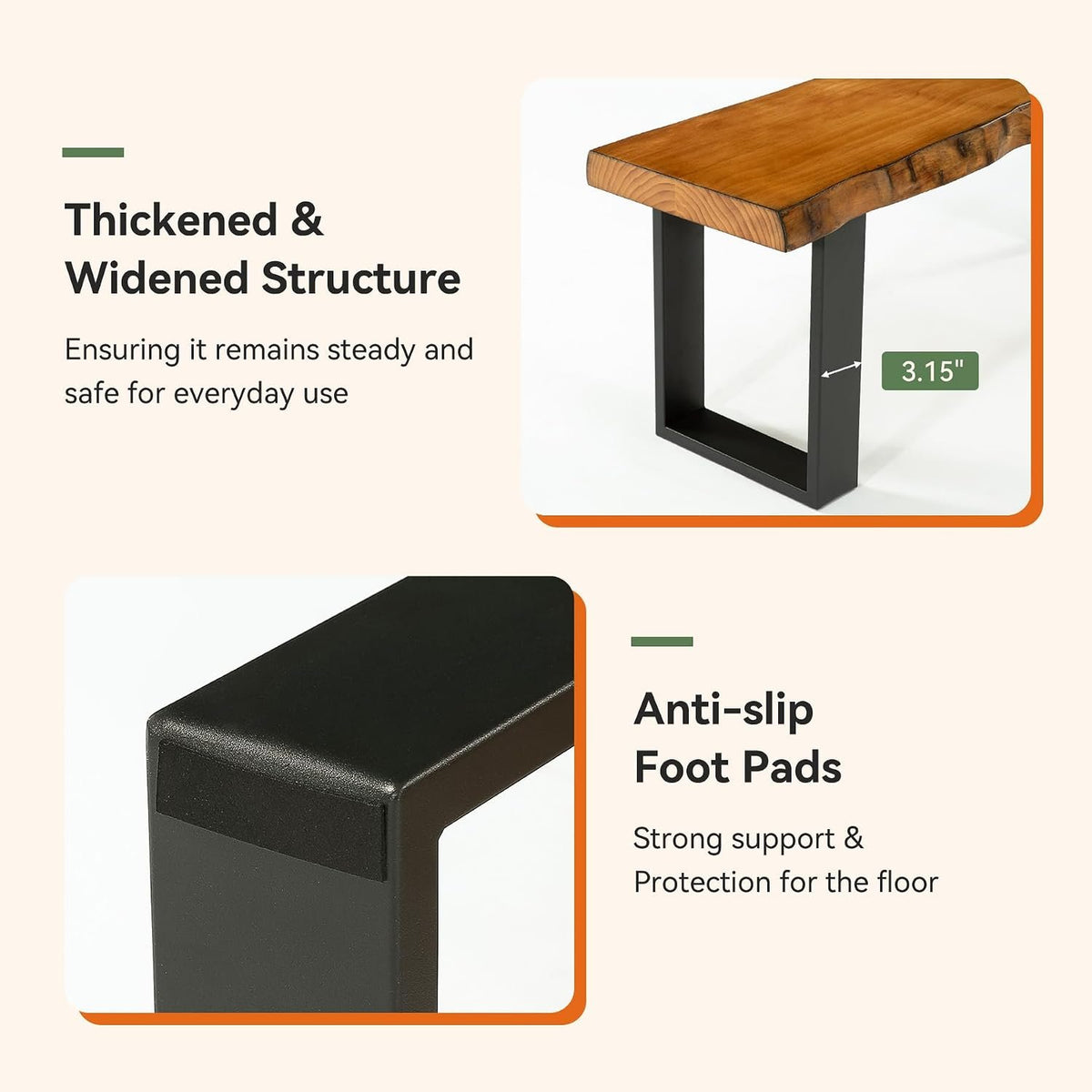 Tribesigns Sitzbank 120 cm aus Massivholz, Eingangsbank mit Metallbeinen, Schuhbank für Flur