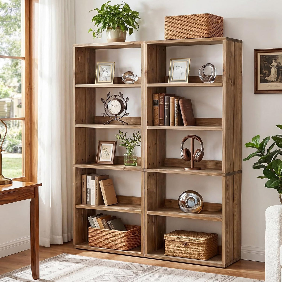 Tribesigns Massivholz Regal 180 cm, Bücherregal mit 5 offenen Ebenen